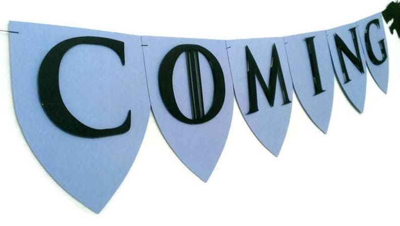 Baby Shower Decor Welcome Baby Baby is Coming We/'re Pregnant Banner Medieval Baby Shower Garland