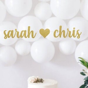 Custom Couples Name Banner, Sweetheart Table Sign, Bridal Shower Decor,  Wedding Reception Sign