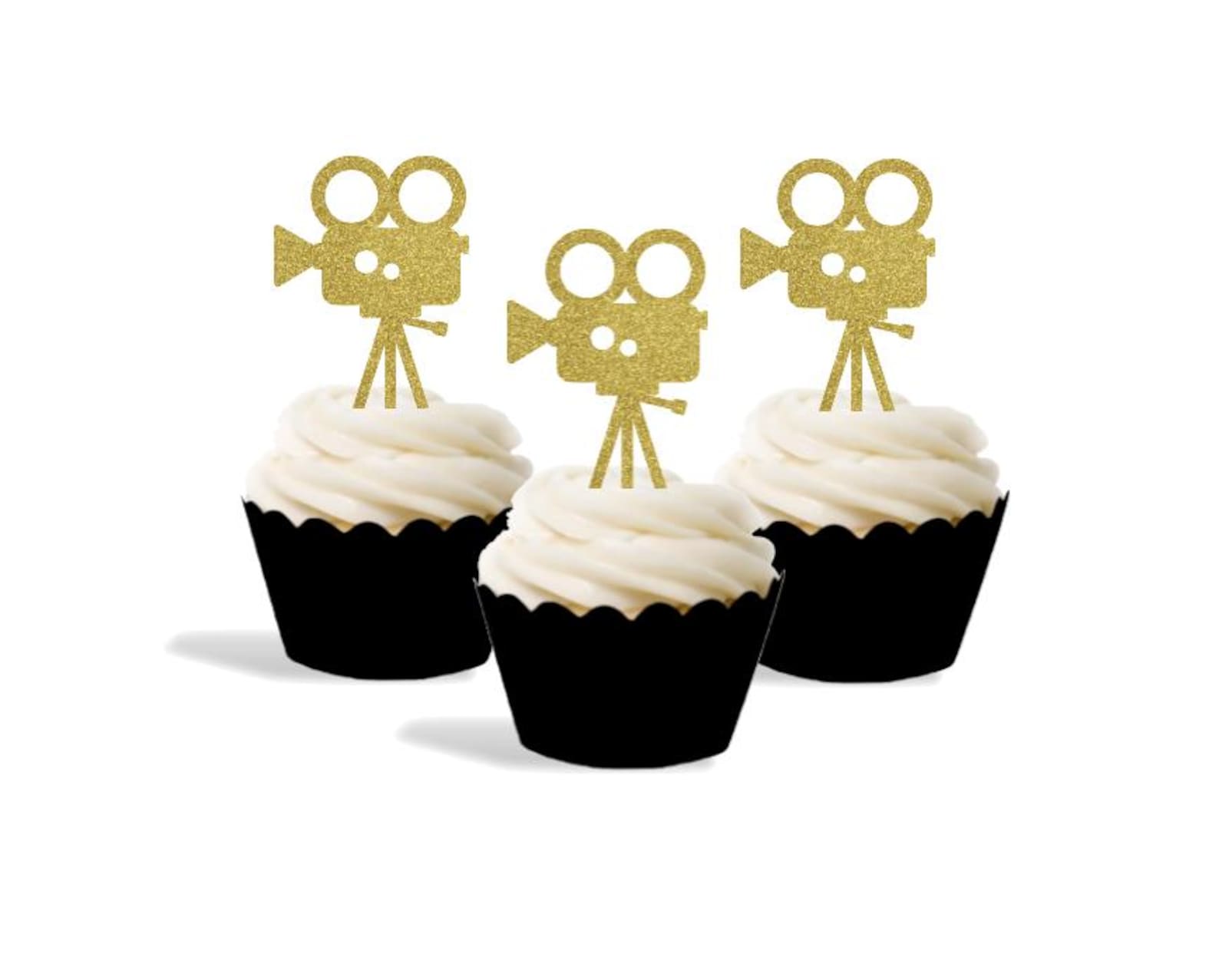Movie Camera Cupcake Toppers: Oscar Party Decorations - Etsy