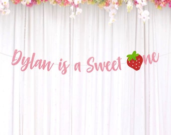 Sweet One Banner, Personalized 1st Birthday Banner, Strawberry Birthday, Berry 1st Birthday Party