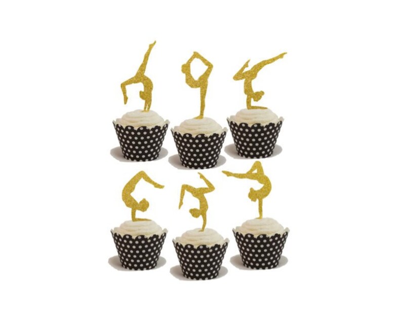 Gymnastics Cupcake Toppers, Gymnastics Birthday, Gym Party, Gymnastics Theme image 1