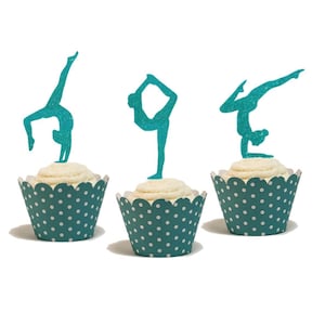 Gymnastics Cupcake Toppers, Gymnastics Birthday, Gym Party, Gymnastics Theme image 3