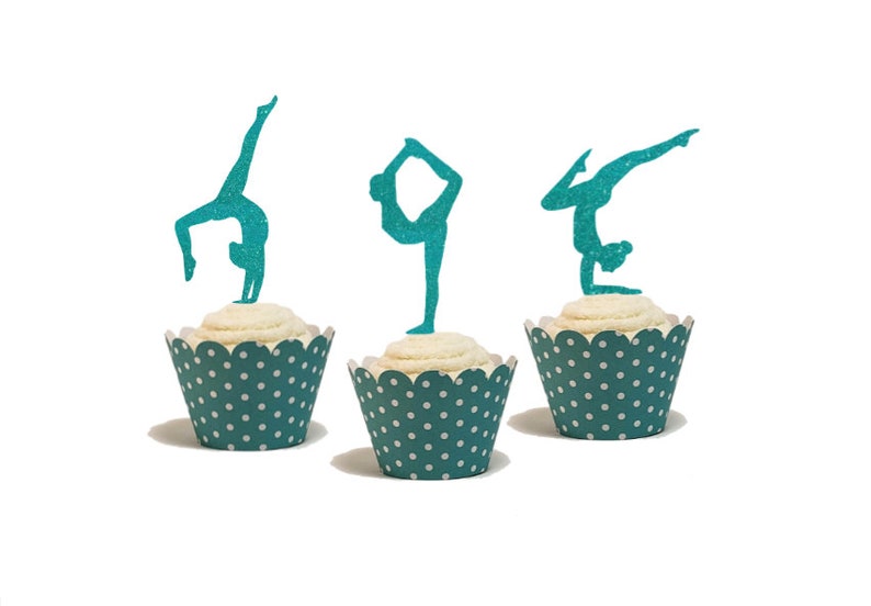 Gymnastics Cupcake Toppers, Gymnastics Birthday, Gym Party, Gymnastics Theme image 3