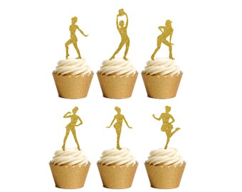 Cupcake-Topper Dance King Jackson – 24 Stück Mit Glitzer | Für Tanz-Themenpartys, Geburtstage | Nicht Essbar