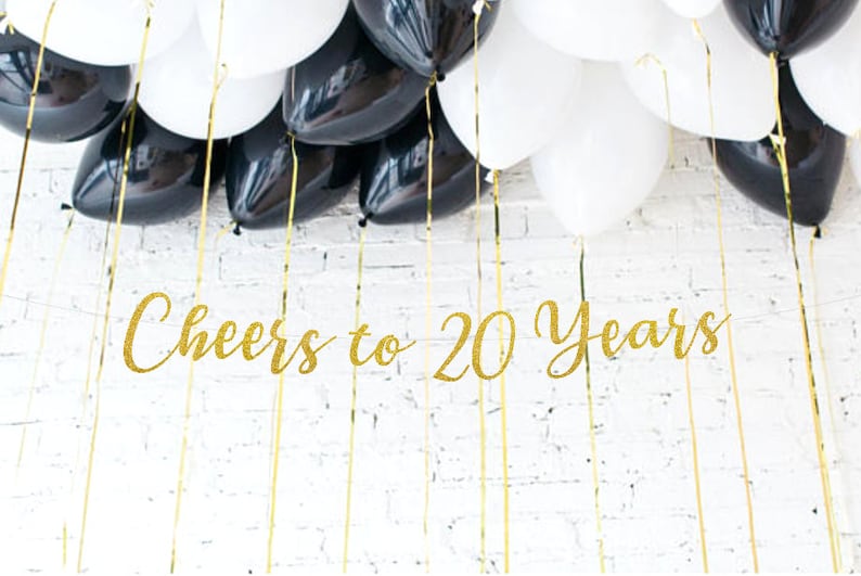 20th Birthday Retirement Party Cheers to 20 Years Banner Congratulations Banner 20th Anniversary