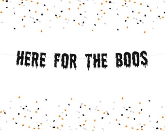 Here For The Boos Banner, Halloween Banner, Creepy Halloween, Halloween Party Decoration, Free Shipping