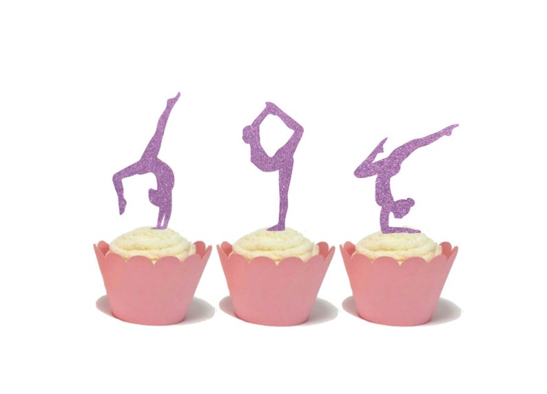 Gymnastics Cupcake Toppers, Gymnastics Birthday, Gym Party, Gymnastics Theme image 4