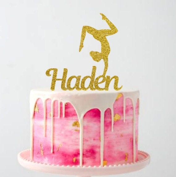 Gymnastics Cake Topper. Gymnast Custom Name Topper, Choose Your Color and Style, Gymnastics Party Il_570xn
