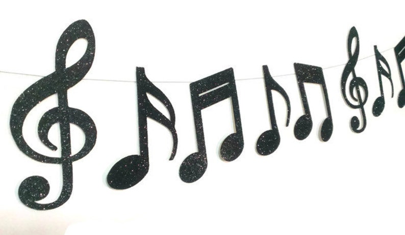 Music Note Garland, Wedding Garland, Recital, Bat Mitzvah, Bar Mitzvah Decoration, Musical Notes image 4