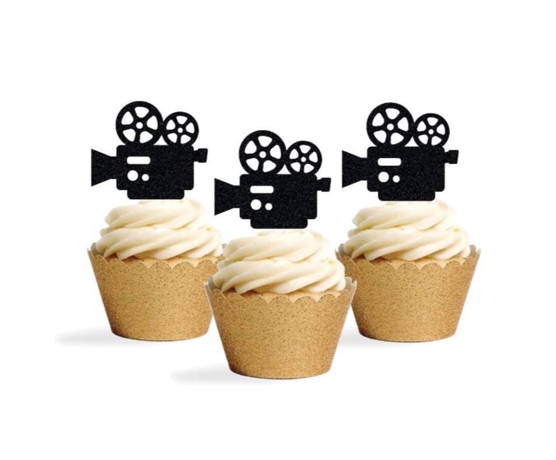 Movie Camera Cupcake Toppers: Oscar Party Decorations - Etsy