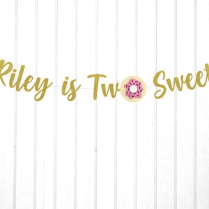 Two Sweet Banner, Personalized 2nd Birthday Banner, Donut Sprinkles Birthday, Donut Party