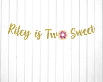 Two Sweet Banner, Personalized 2nd Birthday Banner, Donut Sprinkles Birthday, Donut Party