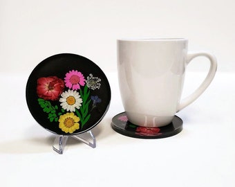 Pressed Flowers, Real Dried Flowers, Resin Coasters - Set of 2 -  Next Day Shipping, Free Shipping