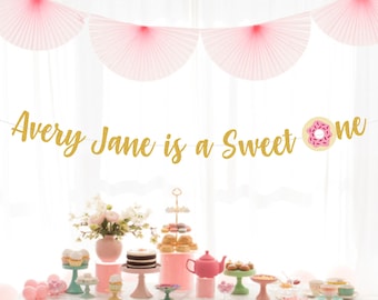 Sweet One Banner, Personalized 1st Birthday Banner, Donut Sprinkles Birthday, Donut Birthday Party