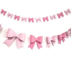 Pink Paper Bow Garland, Paper Bows, Coquette Bedroom or Nursery Decor, Custom Colors Available