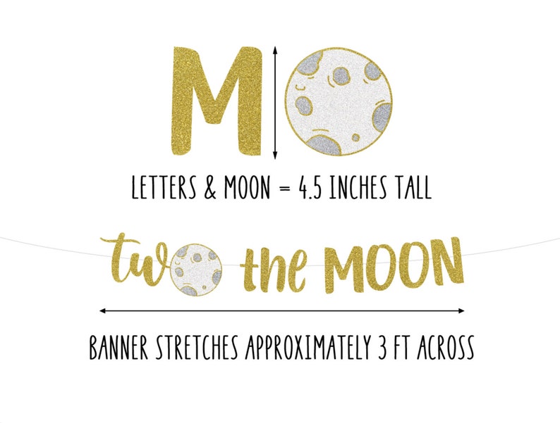 TWO the MOON Banner, 2nd Birthday, Space Birthday Banner, Outer Space Galaxy Theme, 2 the Moon, Choose Your Colors image 4