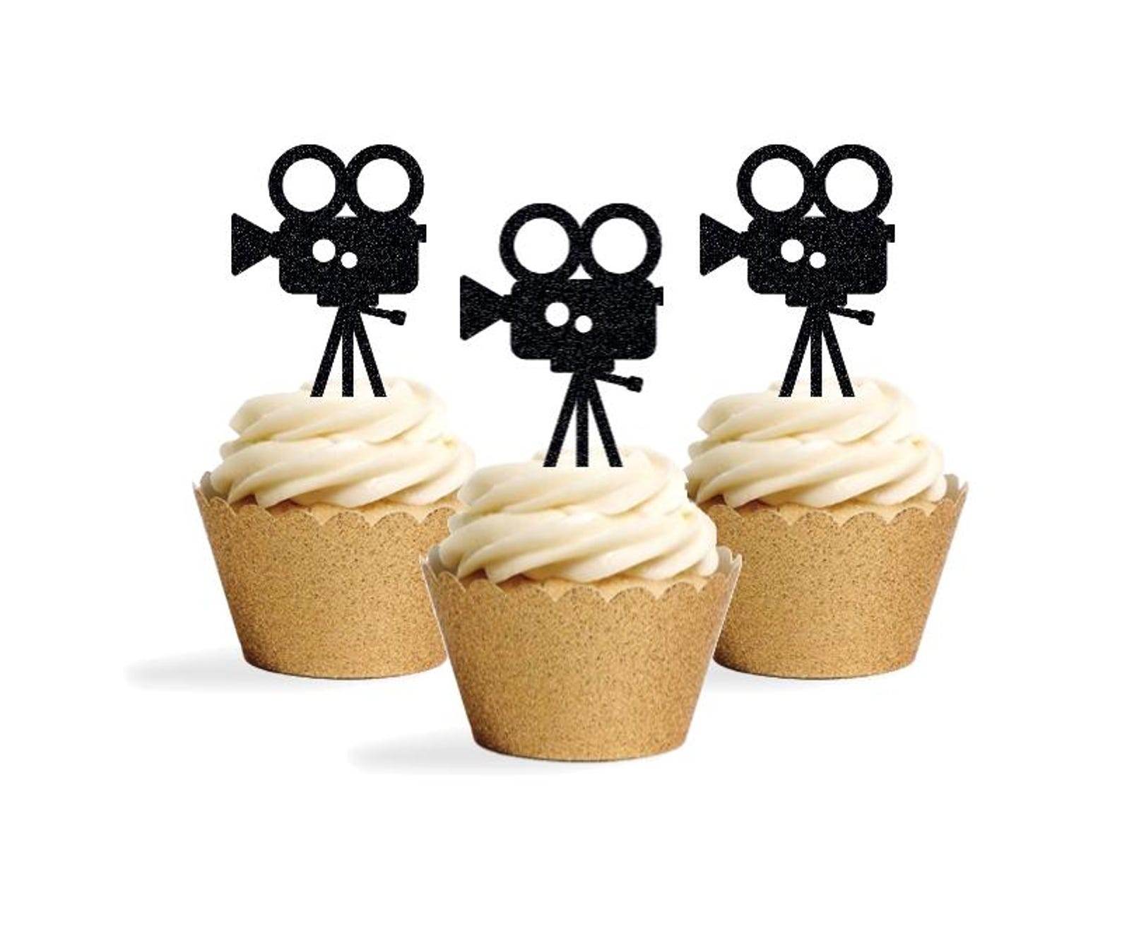 Movie Camera Cupcake Toppers: Oscar Party Decorations - Etsy