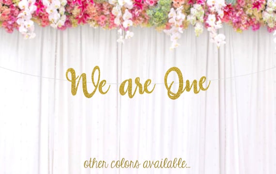 Twin Baby's First Birthday Banner, We are One Banner, Triplets Birthday, Custom Age Birthday Banner, Cake Smash Banner, Free Shipping Il_570xn