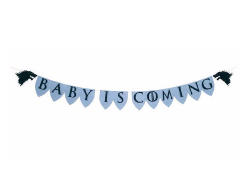 Baby Shower Decor Welcome Baby Baby is Coming We/'re Pregnant Banner Medieval Baby Shower Garland