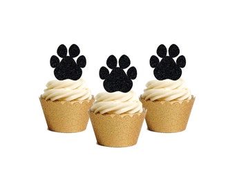 Paw Print Cupcake Toppers, Puppy Pawty, Pet Themed, Patrol Pawty, Fur Baby Birthday, Dog Cat Birthday, Choose Your Color!