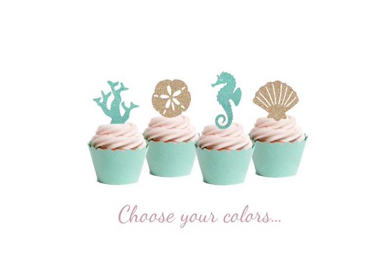 Under the Sea Cupcake Toppers Last Splash Beach & Ocean Etsy