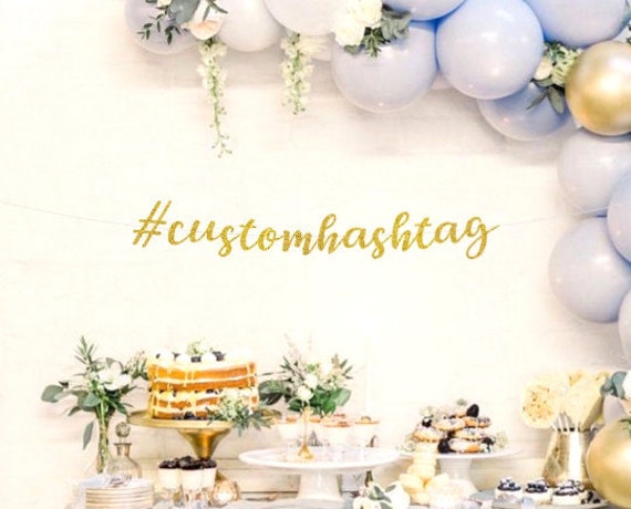 Custom Banner Wedding Hashtag Sign Personalized Banner Social