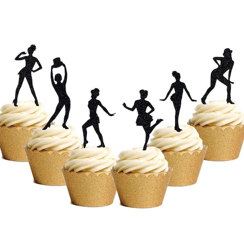 Cupcake-Topper Mit Michael Jackson Motiven – Glitzer Dance King Designs | 24 Stück Inkl. Stäbchen | Für Tanz-Partys, Geburtstage & Mottos | Nicht Essbar