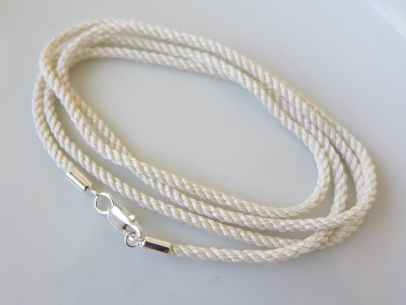 1.8mm Thick White Silk Cord Necklace with Sterling Silver Etsy