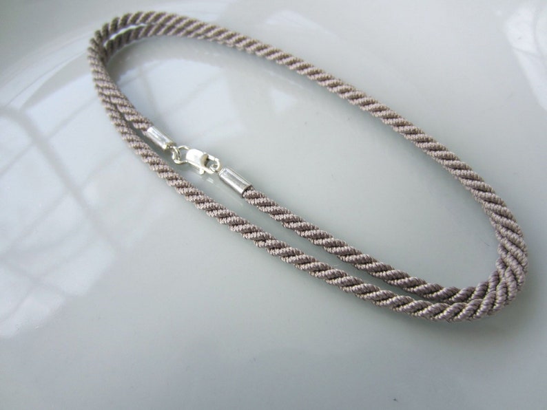2.5mm Silvery Gray Silk Cord Necklace with Sterling Silver Etsy