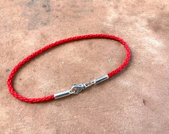 A Touch Thicker Red Silk Cord Bracelet with Sterling Silver Swivel Lobster Clasp