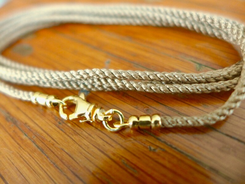 2mm Natural Beige Silk Cord Necklace with GOLD Vermeil Ends Etsy