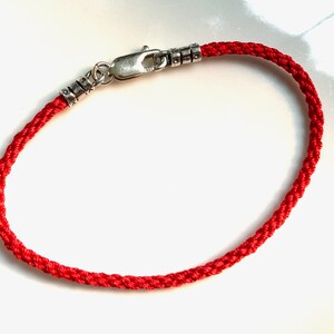 CLEARANCE SALE: THIS Red Silk Cord Bracelet With Sterling