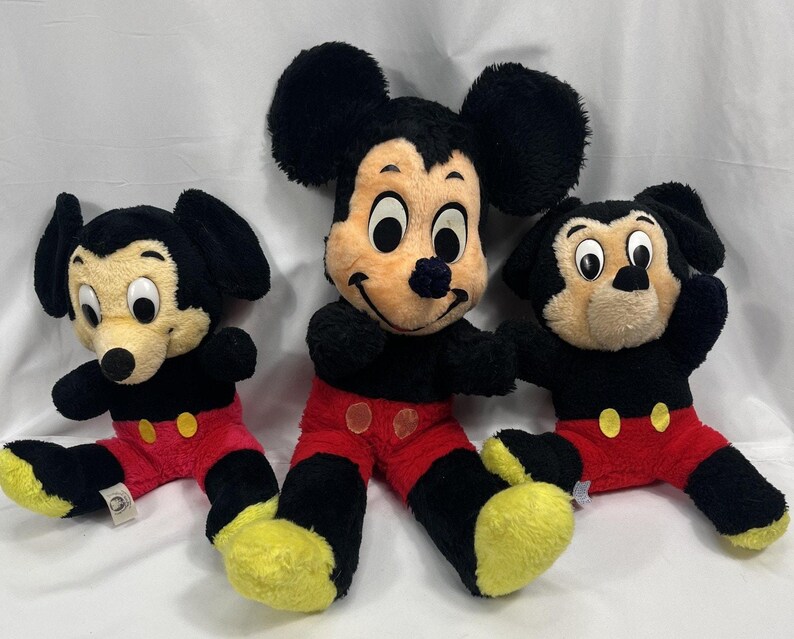 Vintage Disney Mickey Mouse Plush Stuffed Toy Lot Mixed Sizes Dolls Black Red image 6