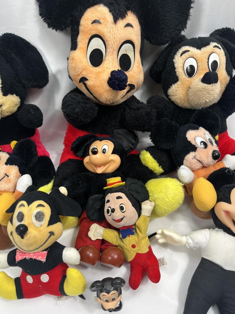 Vintage Disney Mickey Mouse Plush Stuffed Toy Lot Mixed Sizes Dolls Black Red image 3