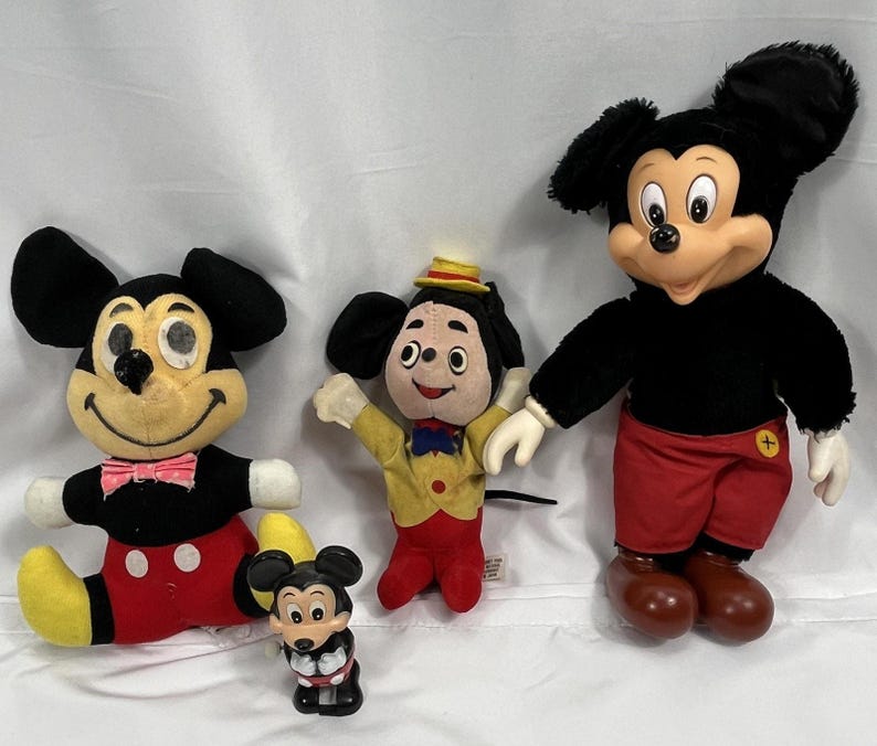 Vintage Disney Mickey Mouse Plush Stuffed Toy Lot Mixed Sizes Dolls Black Red image 9