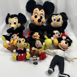 Vintage Disney Mickey Mouse Plush Stuffed Toy Lot Mixed Sizes Dolls Black Red image 1