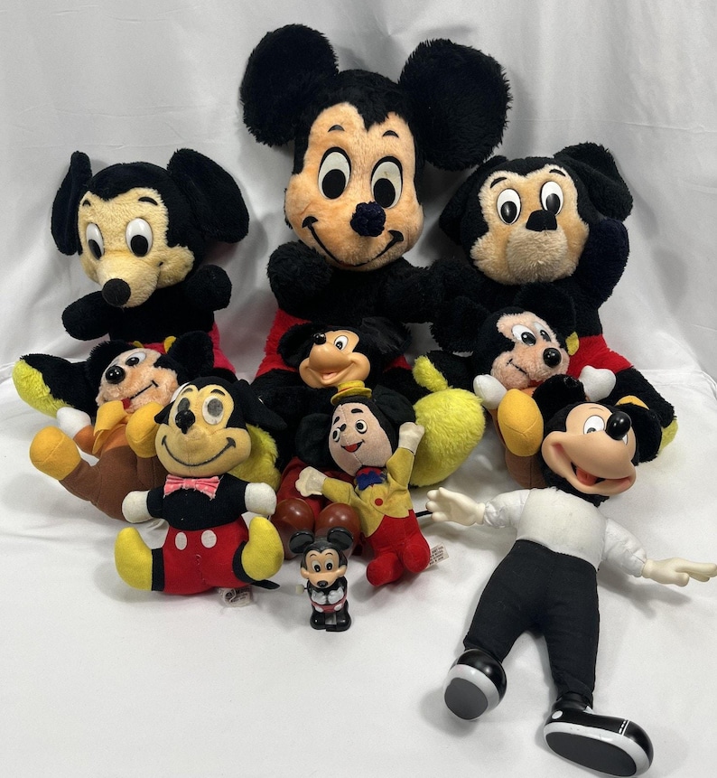 Vintage Disney Mickey Mouse Plush Stuffed Toy Lot Mixed Sizes Dolls Black Red image 1