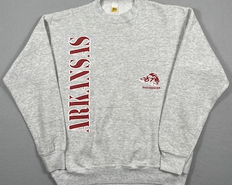 Vintage Arkansas Razorbacks Crewneck Mens Medium Gray NCAA College Made In USA