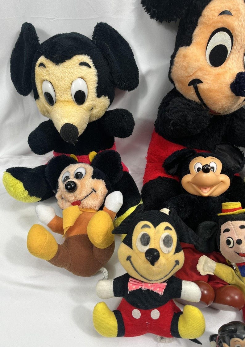 Vintage Disney Mickey Mouse Plush Stuffed Toy Lot Mixed Sizes Dolls Black Red image 4