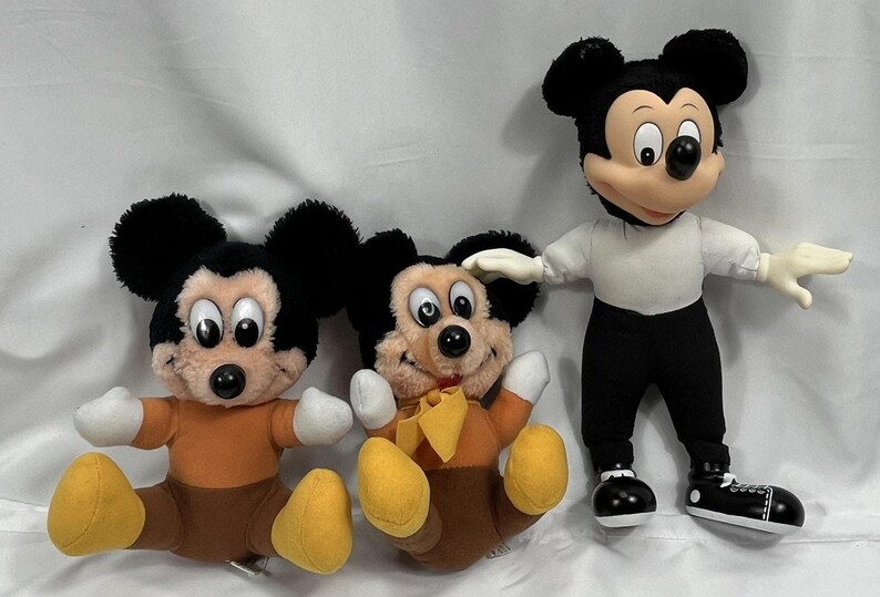 Vintage Disney Mickey Mouse Plush Stuffed Toy Lot Mixed Sizes Dolls Black Red image 7