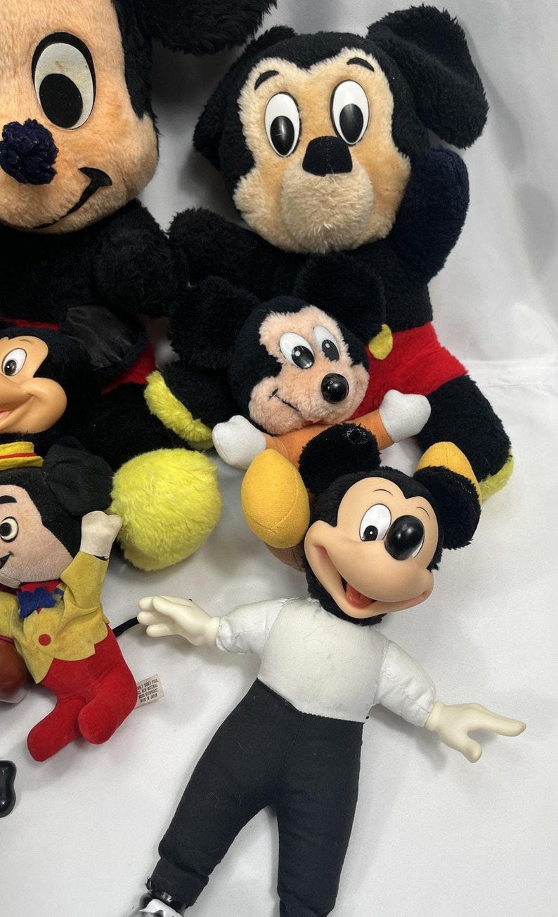 Vintage Disney Mickey Mouse Plush Stuffed Toy Lot Mixed Sizes Dolls Black Red image 2