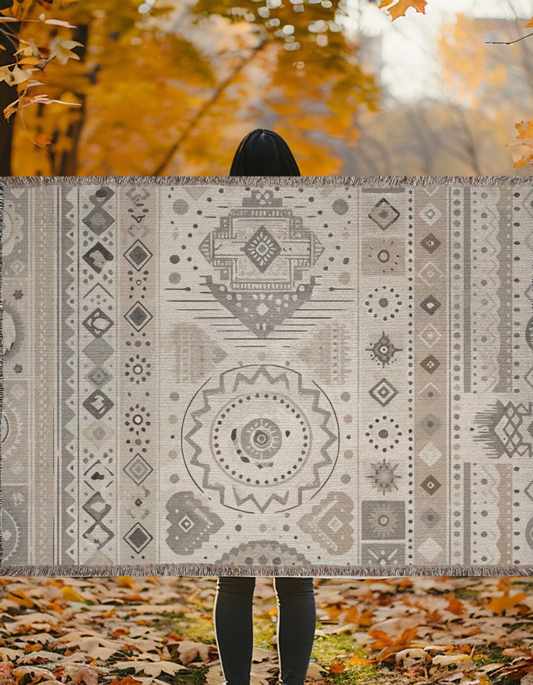 Boho Chic Woven Blanket Bohemian Bedroom Decor Tribal Style Throw