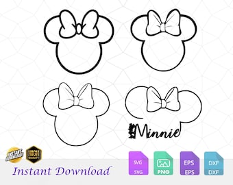 Minnie Mouse Outline, instant download, digital file, svg, png, eps, dxf, clip art, for cricut silhouette and other cutting software