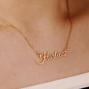 Custom Name Necklace, 18K Gold Plated Name Necklace, Personalized Name Necklace, Birthday Gift for Her Mom, Mother's Day Gift, Gift for Mama