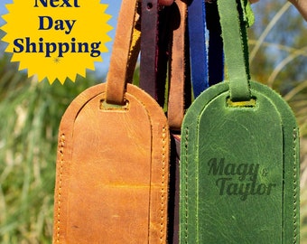 Personalized Leather Luggage Tag: Custom Engraved Wedding Favor