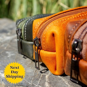 Personalized Hand Crafted Top Grain Leather Zip Pen Case, Pencil Bag, High Quality Cosmetic Case, Custom Makeup Bag, Classic Look Pen Pouch