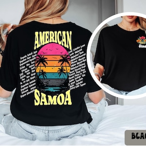Retro American Samoa Sunset T-Shirt: Tropical Island Vibes