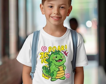 Cartoon Dinosaur "ROAR!" Kids T-Shirt – Playful T-Rex Tee