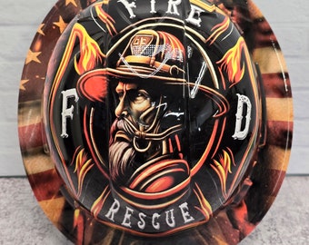 Fire Rescue Firefighter Custom Hydro Dipped Hardhat, Helmet