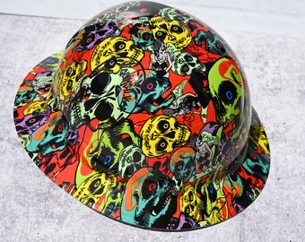 Full Brim Custom Quick Silver Skulls Hydro Dipped Hardhat, Helmet